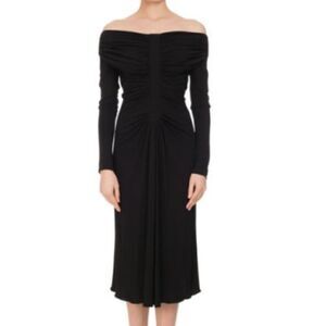 Altuzarra Imogene Ruched Off-the-shoulder Italian Midi Dress Size FR40